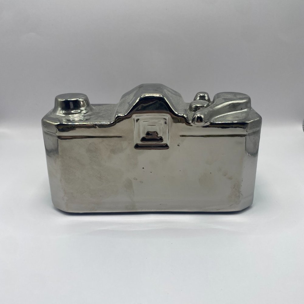 Ceramic Silver Chrome Camera Figurine Sculpture Home Decor - Picture 3 of 6